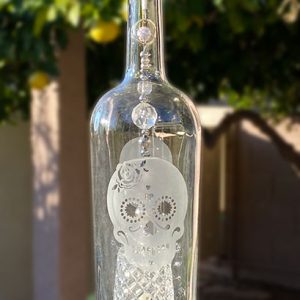 Day of the Dead Wine Bottle Wind Chime