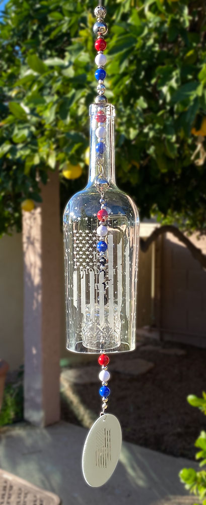 Patriotic Wine Bottle Wind Chime