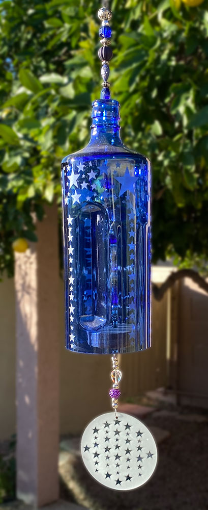 Starry Nights Wine Bottle Wind Chime