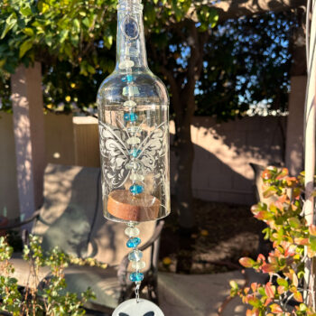 Tequila Bottle Cutting Butterfly Windchime