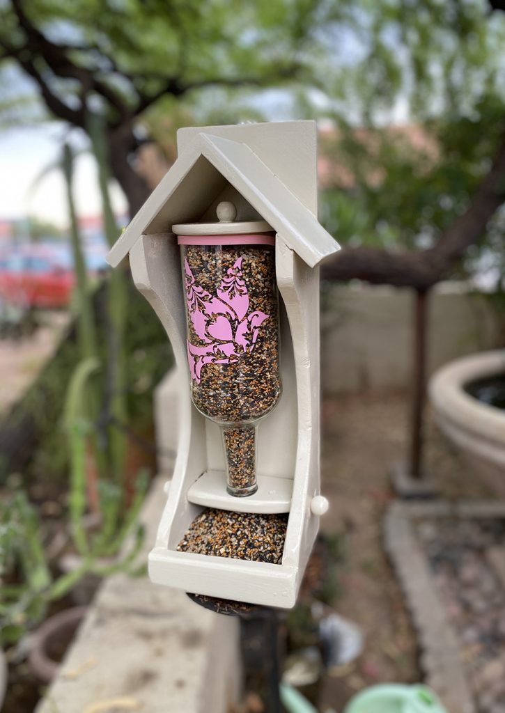 Cut Glass Bottle Bird Feeder